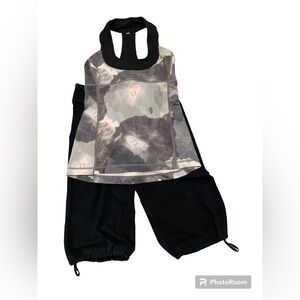 2 pc Lululemon top and pants, pants are size 4 no size label on